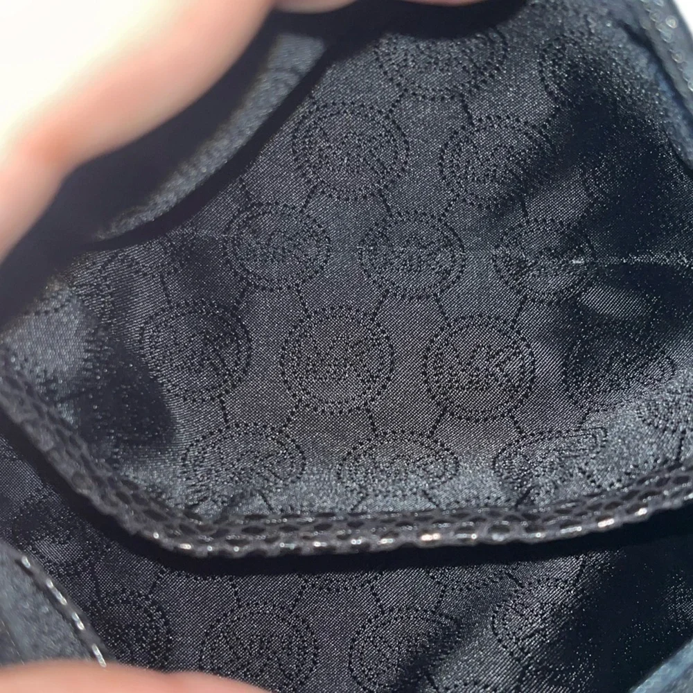 Michael Kors Black Textured Faux Snakeskin Clutch with Tassel & Charm